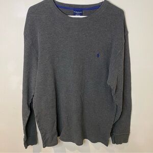Polo Ralph Lauren Sleepwear Men’s Waffle Knit Long Sleeve Shirt- Dark Grey- XL